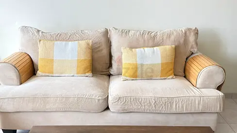 Sofa set - 3  plus 2 seater ( beige fabric )
