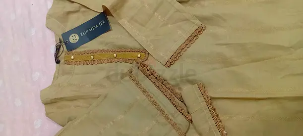 Light beige embroidered womens kurta set - unworn with tag