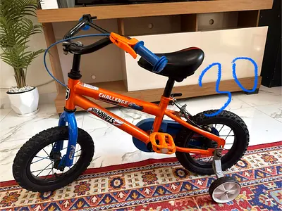 Kids 12-inch Orange  Blue Bicycle with Training Wheels
