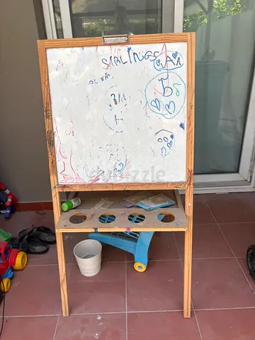 Free: Wooden Double-Sided Kids Easel with Chalkboard and Whiteboard