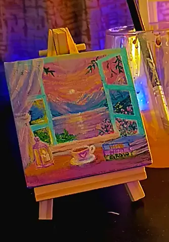 Collection of breathtakingly beautiful Miniature hand-painted Canvas Paintings with wooden Easels