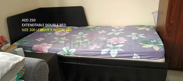 Extendable Double Bed with Storage - Size 200 x 180 cm