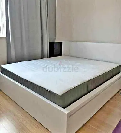 ikea malm king bed with ikea firm mattress   having 2 storage units under bed