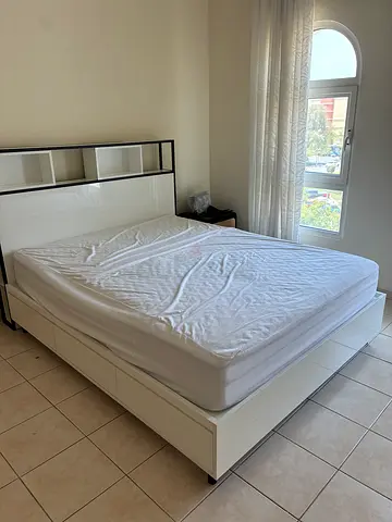 Queen Size Bed Frame + Mattress + Side Table