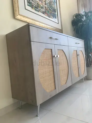 sideboard cabinet with woven rattan doors