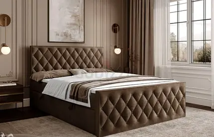 Brwon colour 160*200 queen size linen Bed