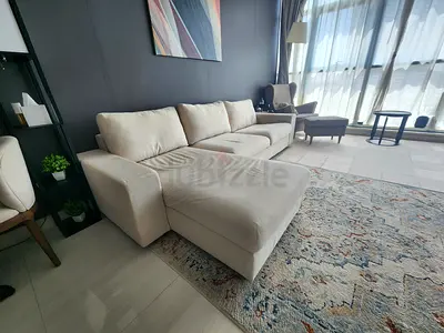 Light beige L-Shape sofa - IKEA VIMLE with bed
