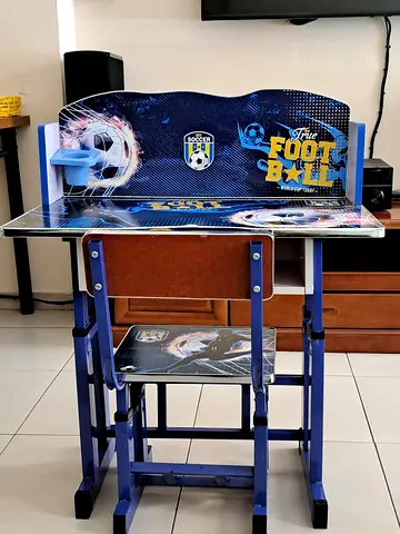 Kids Study Desk and Chair Set - Football Theme, Good Condition