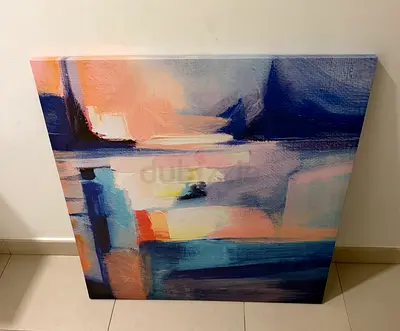 Large Abstract Canvas Painting - Blue  Pastel Tones