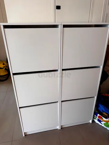 White 6-Drawer Wardrobe / Storage Cabinet - Good Condition (2 pcs)