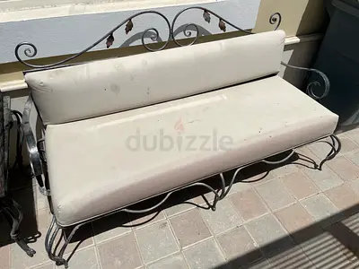 Outdoor sofa with sturdy metal frame