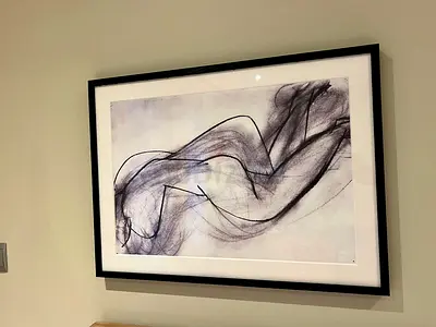 Framed Abstract Wall Art - Black  White Sketch