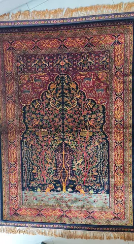 New Handwoven Pure Silk Persian Carpet