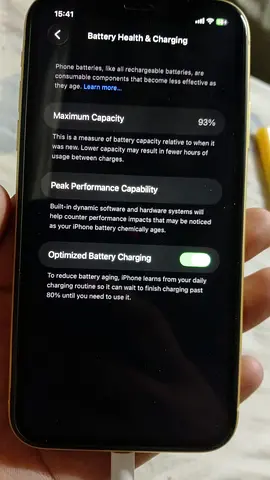 iPhone in good condition — 93% battery health, comes with cable