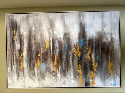 Large Abstract Wall Painting with Gold Leaf (120 x 80cm)