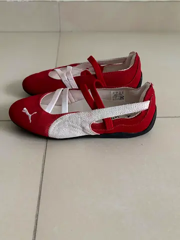 Puma red  white ballet-style sneakers, size 37