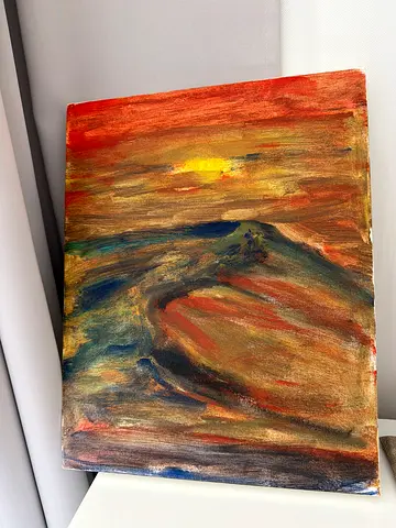 Arabian desert, Original Abstract Oil Painting on Canvas - Warm Tones, Hand-Painted