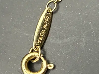 TiffanyCo 18 Gold chain necklace with nice diamond 0.93g ( authentication not confirmed)