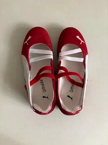 Red Puma Girls Ballet Flats with Elastic Straps - Size Not Stated
