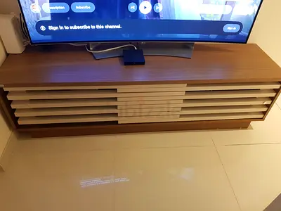 Low-profile wooden TV cabinet / entertainment unit - good condition