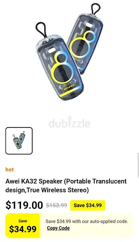 Awei KA32 Portable True Wireless Stereo Speakers (Pair) - Translucent