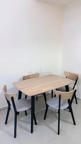 Wooden Dining Table with 4 Chairs - Light Oak Finish