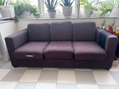 3+2+1-seater brown fabric sofa - used, good structure