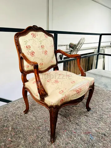Vintage Floral Upholstered Wooden Armchair