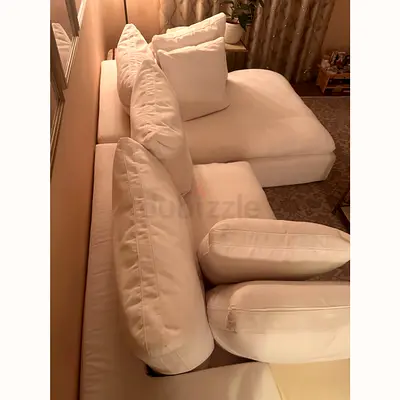 Linen cotton cloud feather 🪶 filled lshape sofa