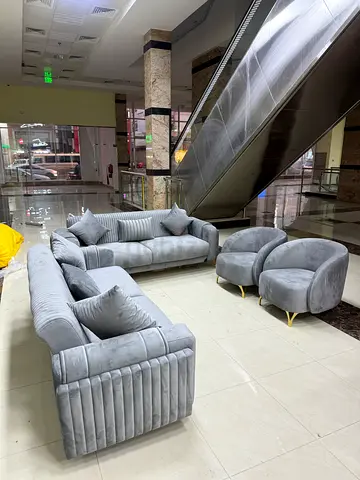 Turkish Sofa Bed Light grey velvet 3+3+1+1