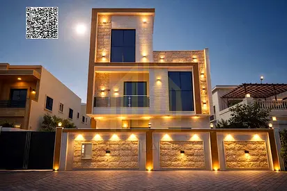 Luxury villa for sale in Al Amrah – Ajman | 6 master bedrooms + elevator + roof terrace + swimming pool | Registration fees included | Mortgage financ