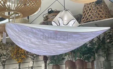 TWO Large Fabric Pendant Ceiling Light / Modern Hanging Lamp
