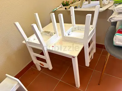 Free: White Wooden Kids Table and 2 Chairs Set — Used