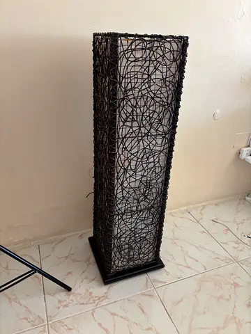 Tall Woven Rattan Floor Lamp - Brown Decorative Accent Light