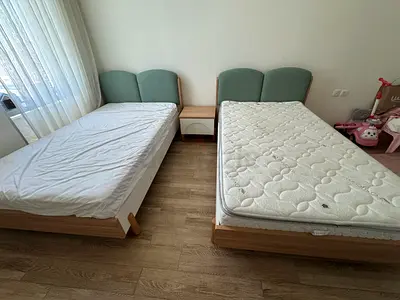 Two Single Beds with/without Mattress , cover and Nightstand - Excellent Condition