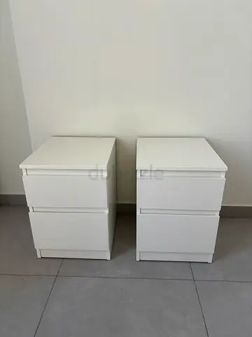 Pair of White Minimalist Nightstands with 2 Drawers