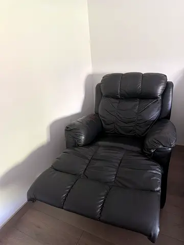 Black Leather Recliner Armchair - Comfortable Single Seat