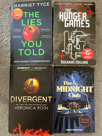 4 pre-owned young adult books (dystopian ficition / thriller)