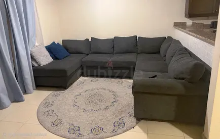Used Large U-shaped Grey Fabric Sofa - Comfortable Family Sofa