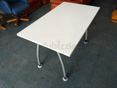 White Rectangular Multi Purpose Table with Curved Metal Legs