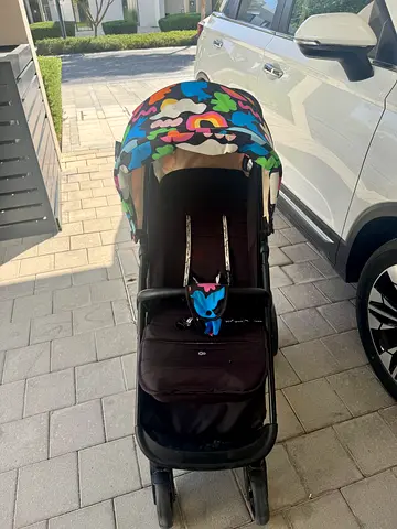 Lightweight single stroller with colorful canopy - good condition