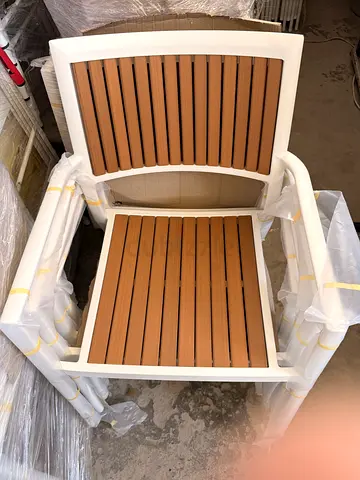 60 pcs Outdoor Patio Chairs with White Frame and Brown Slats