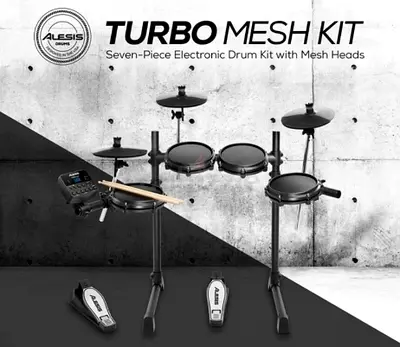 Alesis Turbo Mesh Kit - 7-Piece Electronic Drum Kit with Mesh Heads (Good Condition) foldable