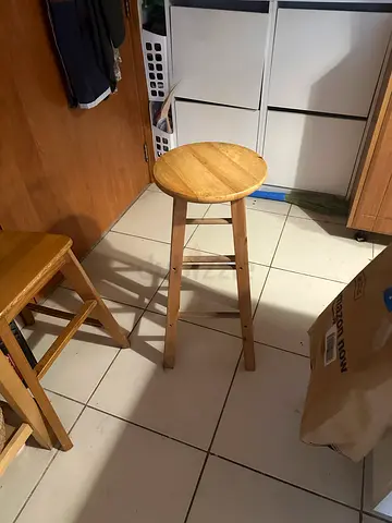 Wooden high stool- beige