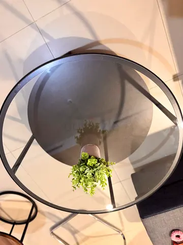Ikea Round Glass Side Table with Metal Frame - Good Condition