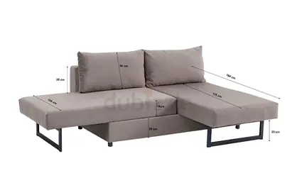 Gray Modern L-Shaped Sofa Bed with Cushions