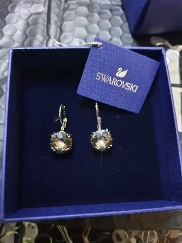Swarovski Crystal Drop Earrings - Silver Tone, Like New
