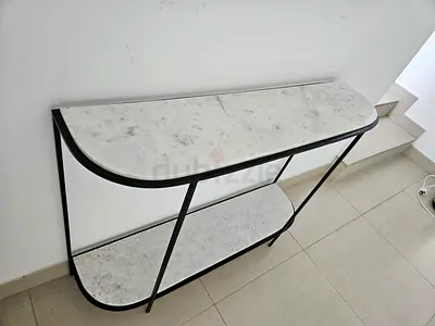 Swoon marble-top console table with lower shelf (black frame)