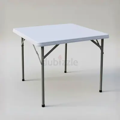 86x86CM Square Folding Table - Heavy Duty HDPE  Steel Table, Weather  UV Resistant, Extra Sturdy,