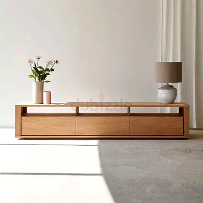 Modern Wooden TV Stand with Three Drawers